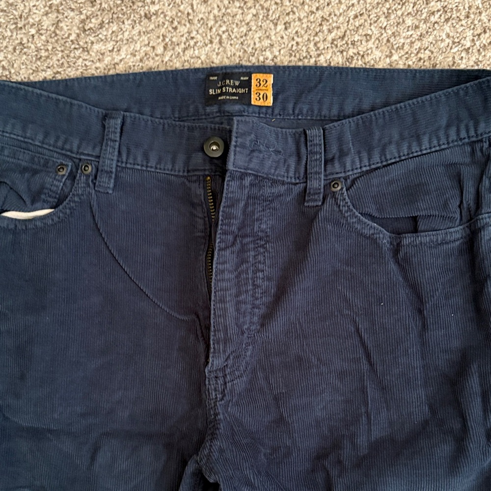Men's J. Crew Navy 770 Slim Straight Corduroy Pants 32x30